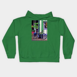 Owego NY - Bicycle Parked on Rainy Street Kids Hoodie